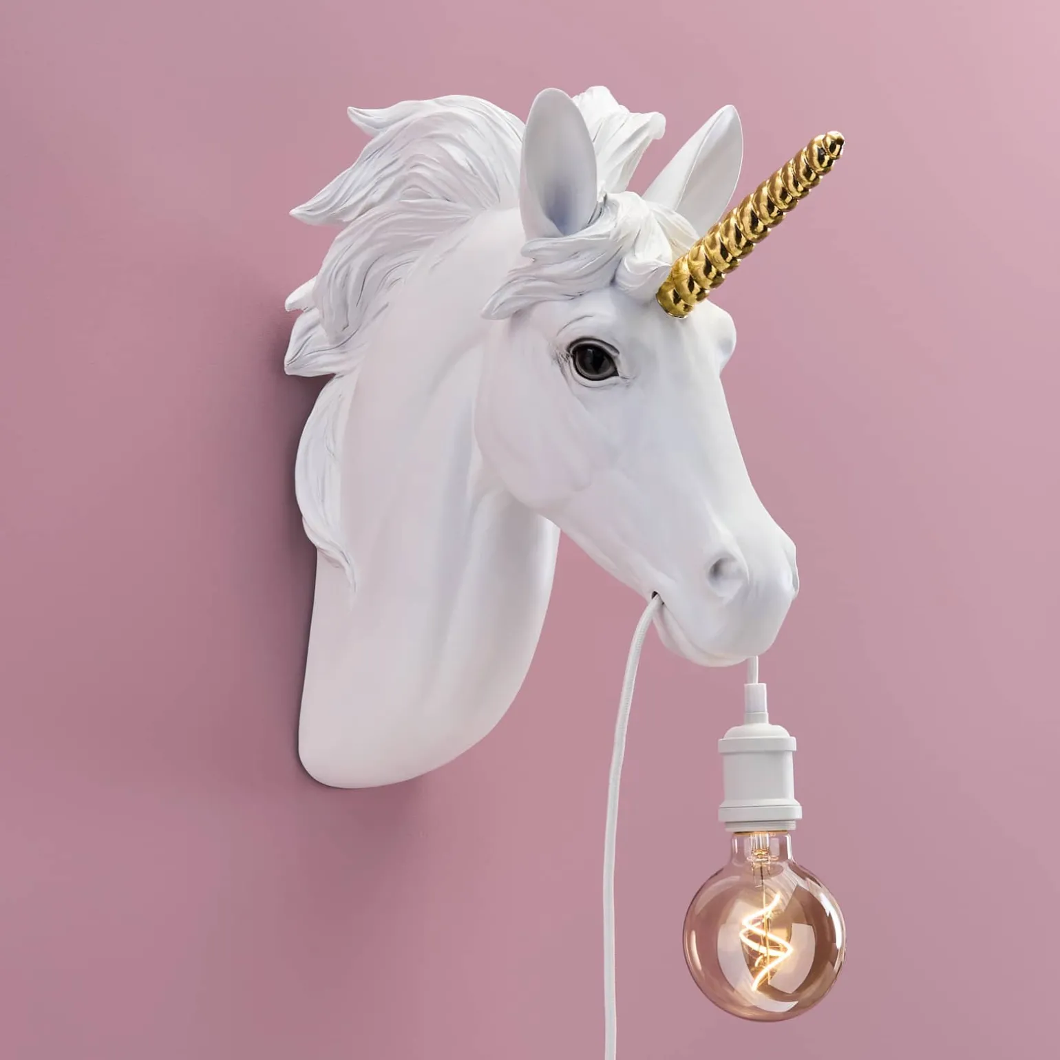 Applique licorne Hugh, or blanc