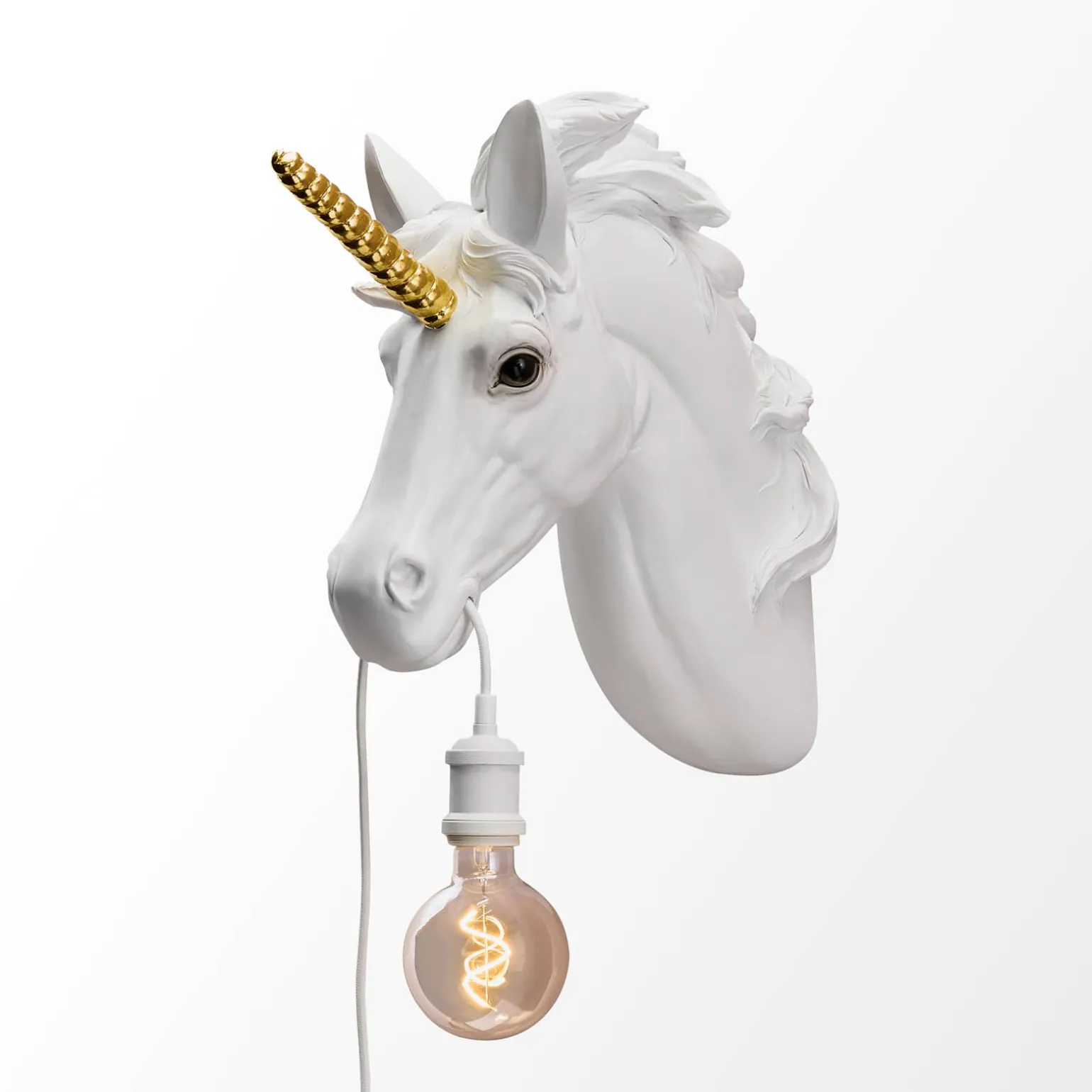 Applique licorne Hugh, or blanc