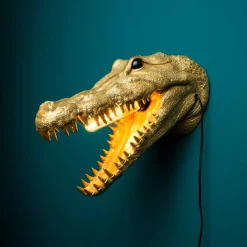 Applique murale crocodile Alberto Aligatore, or