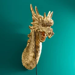 Applique murale dragon Drake, or