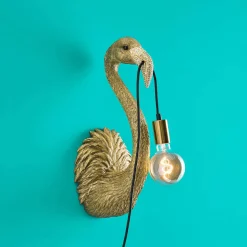 Applique murale Flamingo Tiffany Junior, or, polyr_sine, 20,5x19x50 cm