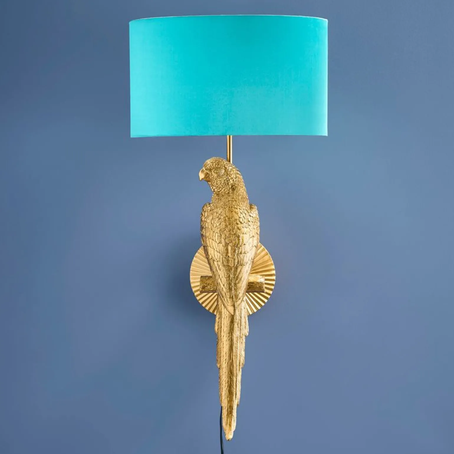 Applique murale Perroquet Percy gauche, or-turquoise
