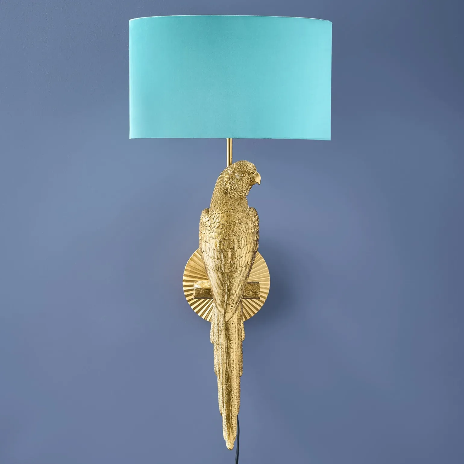 Applique Murale Perroquet Percy droite, or-turquoise