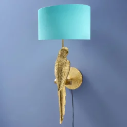 Applique Murale Perroquet Percy droite, or-turquoise