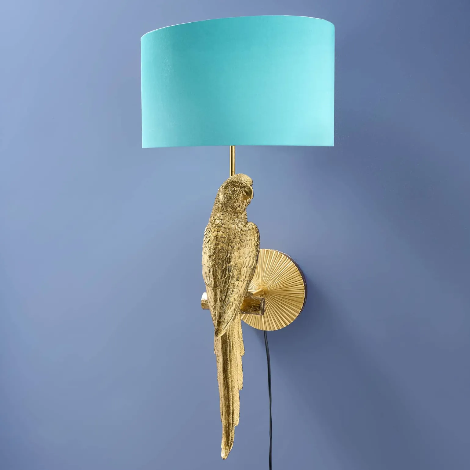Applique Murale Perroquet Percy droite, or-turquoise