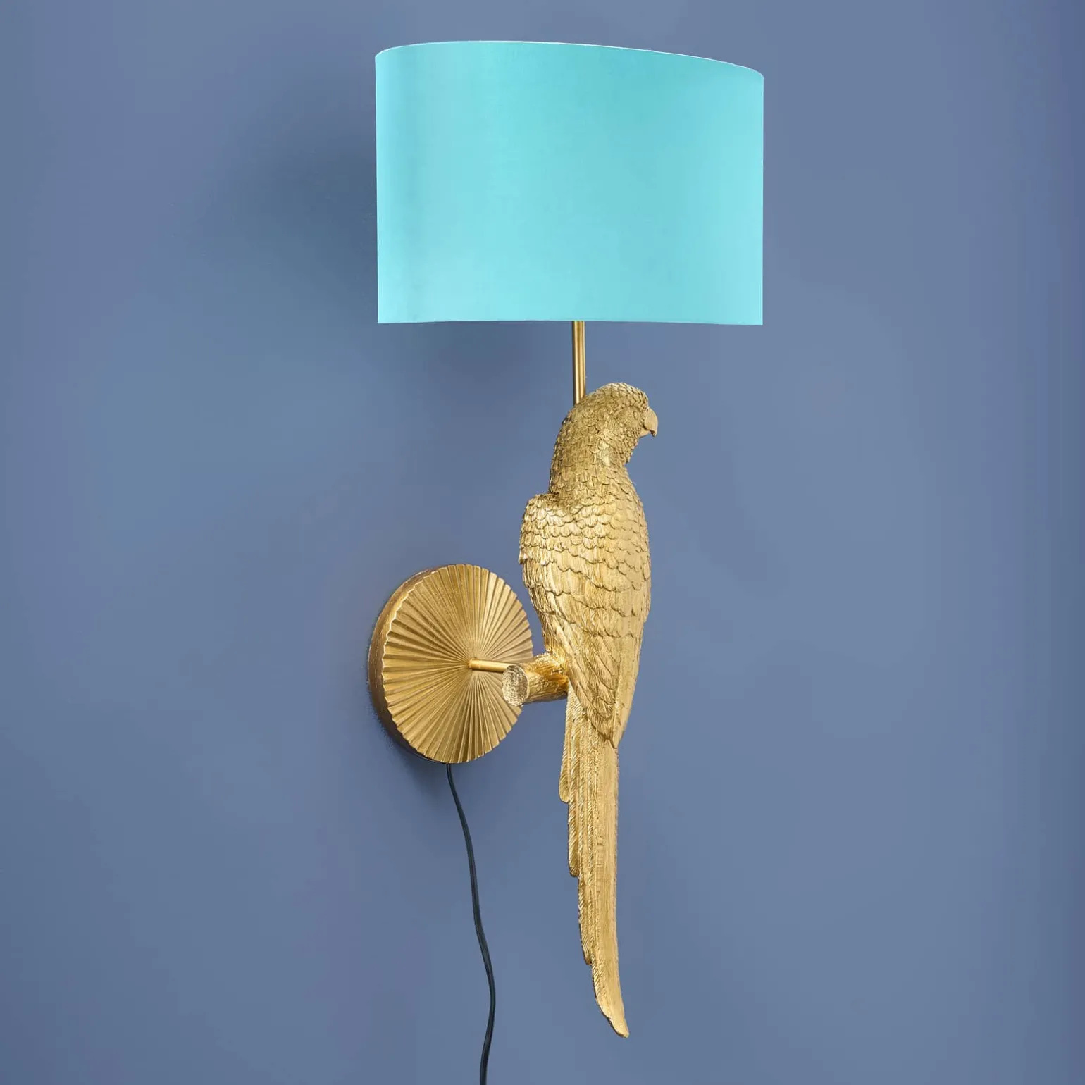 Applique Murale Perroquet Percy droite, or-turquoise