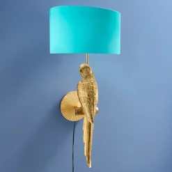Applique murale Perroquet Percy gauche, or-turquoise