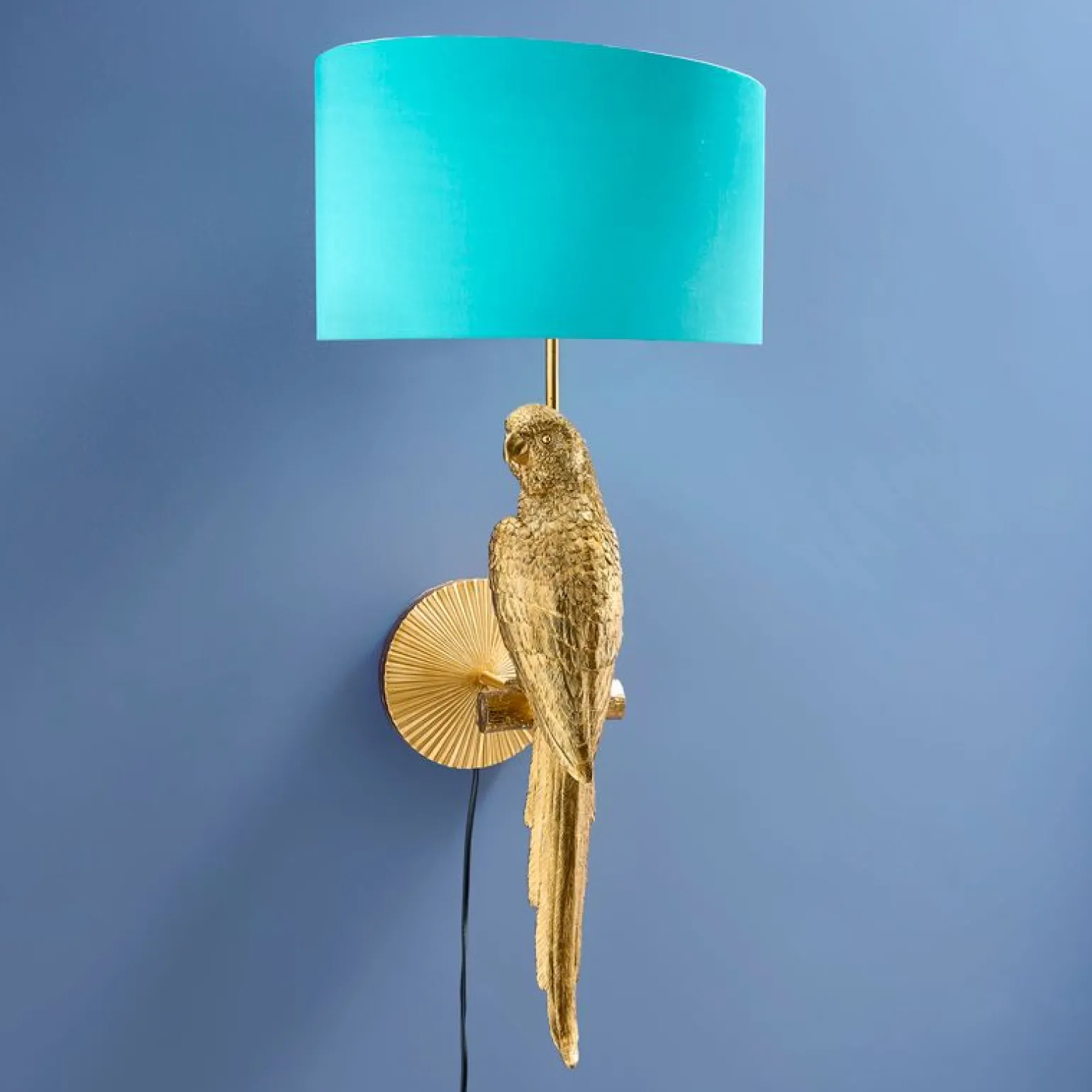 Applique murale Perroquet Percy gauche, or-turquoise