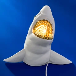 Applique murale requin Sharky Shark, or blanc