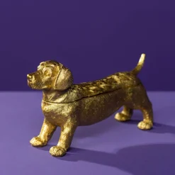 Boîte decorative chien, teckel, or