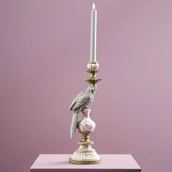 Bougeoir Parrot Amari, vert-blanc-or, décoration vintage/excentrique