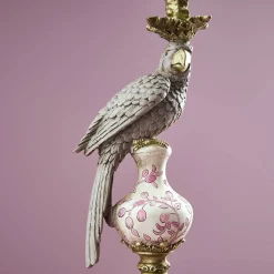 Bougeoir Parrot Amari, vert-blanc-or, décoration vintage/excentrique