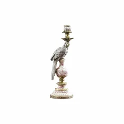 Bougeoir Parrot Amari, vert-blanc-or, décoration vintage/excentrique