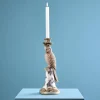 Bougeoir perroquet Nio, rose-doré-blanc, décoration vintage/excentrique