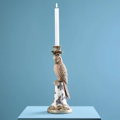 Bougeoir perroquet Nio, rose-doré-blanc, décoration vintage/excentrique