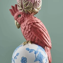 Bougeoir perroquet sur éléphant, rose-bleu-blanc