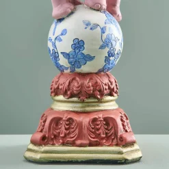 Bougeoir perroquet sur éléphant, rose-bleu-blanc
