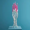 Bougeoir Roots, argent, aluminium, fait main, 25x22x63,5 cm