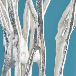 Bougeoir Roots, argent, aluminium, fait main, 25x22x63,5 cm