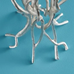 Bougeoir Roots, argent, aluminium, fait main, 25x22x63,5 cm