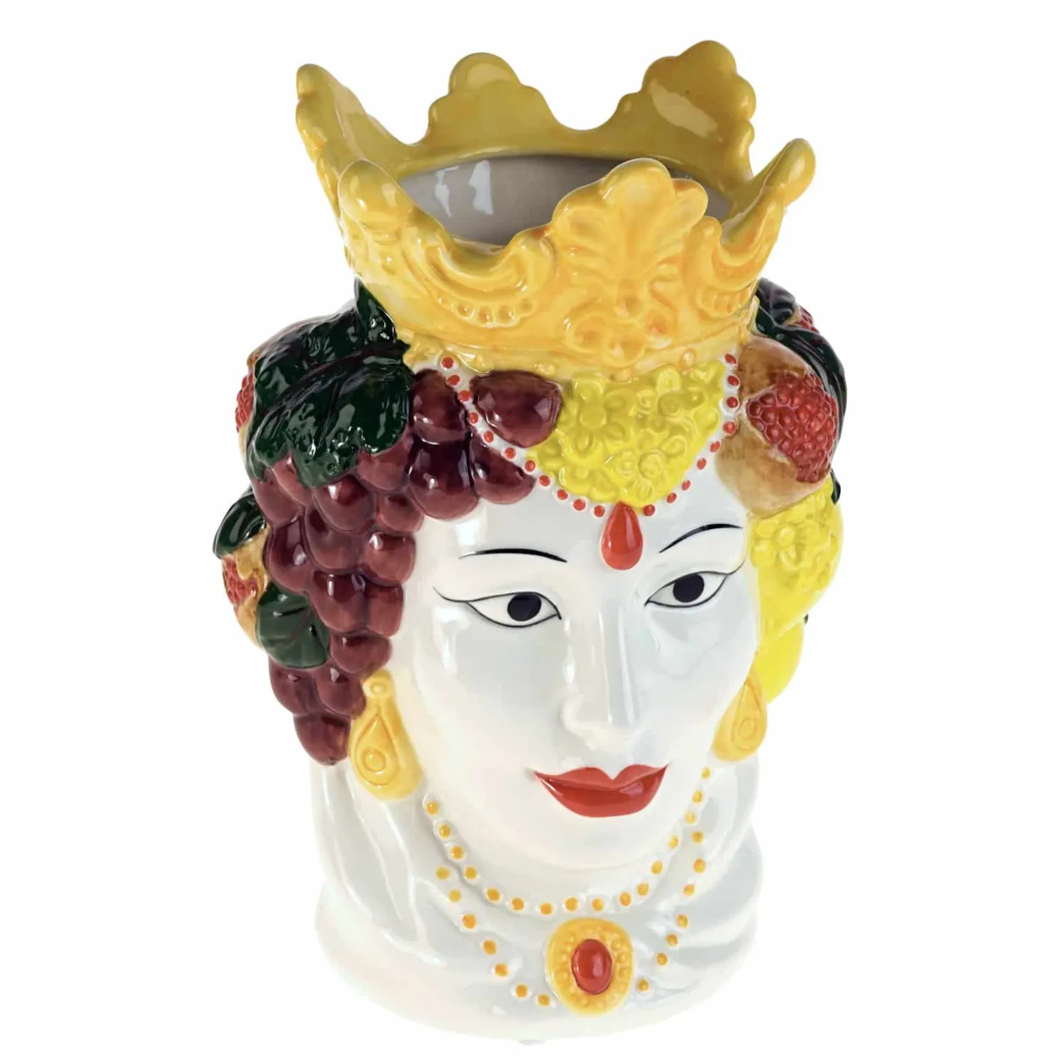 Buste de femme sicilienne / vase décoratif Isabetta, coloré, peint à la main