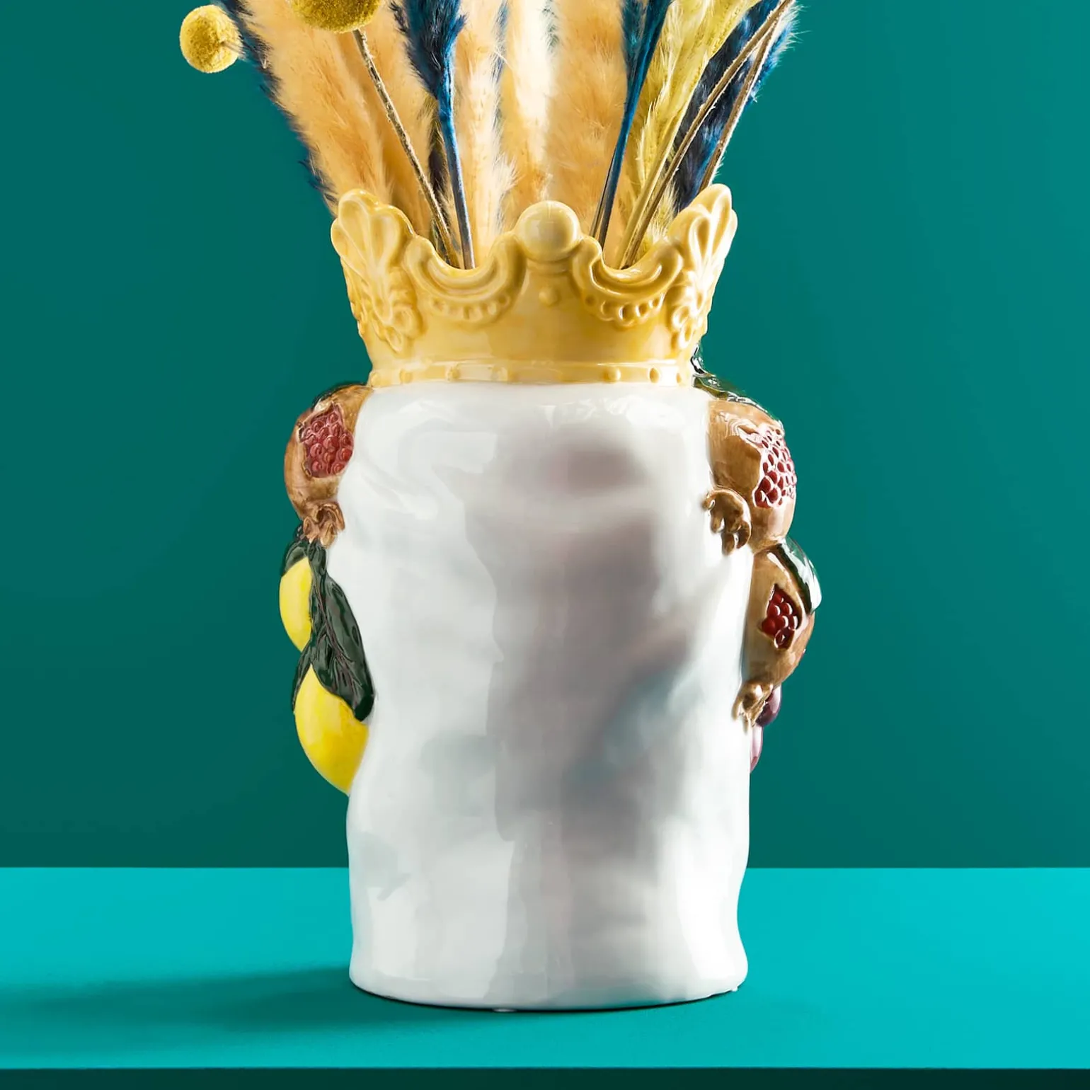 Buste de femme sicilienne / vase décoratif Isabetta, coloré, peint à la main
