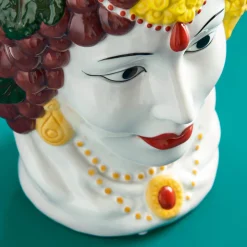 Buste de femme sicilienne / vase décoratif Isabetta, coloré, peint à la main