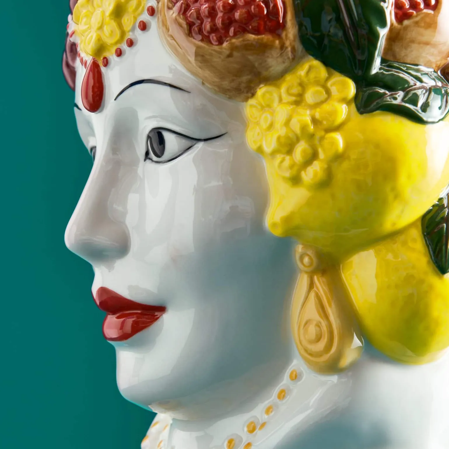 Buste de femme sicilienne / vase décoratif Isabetta, coloré, peint à la main