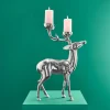 Chandelier cerf, argent, aluminium, 62x31x42 cm