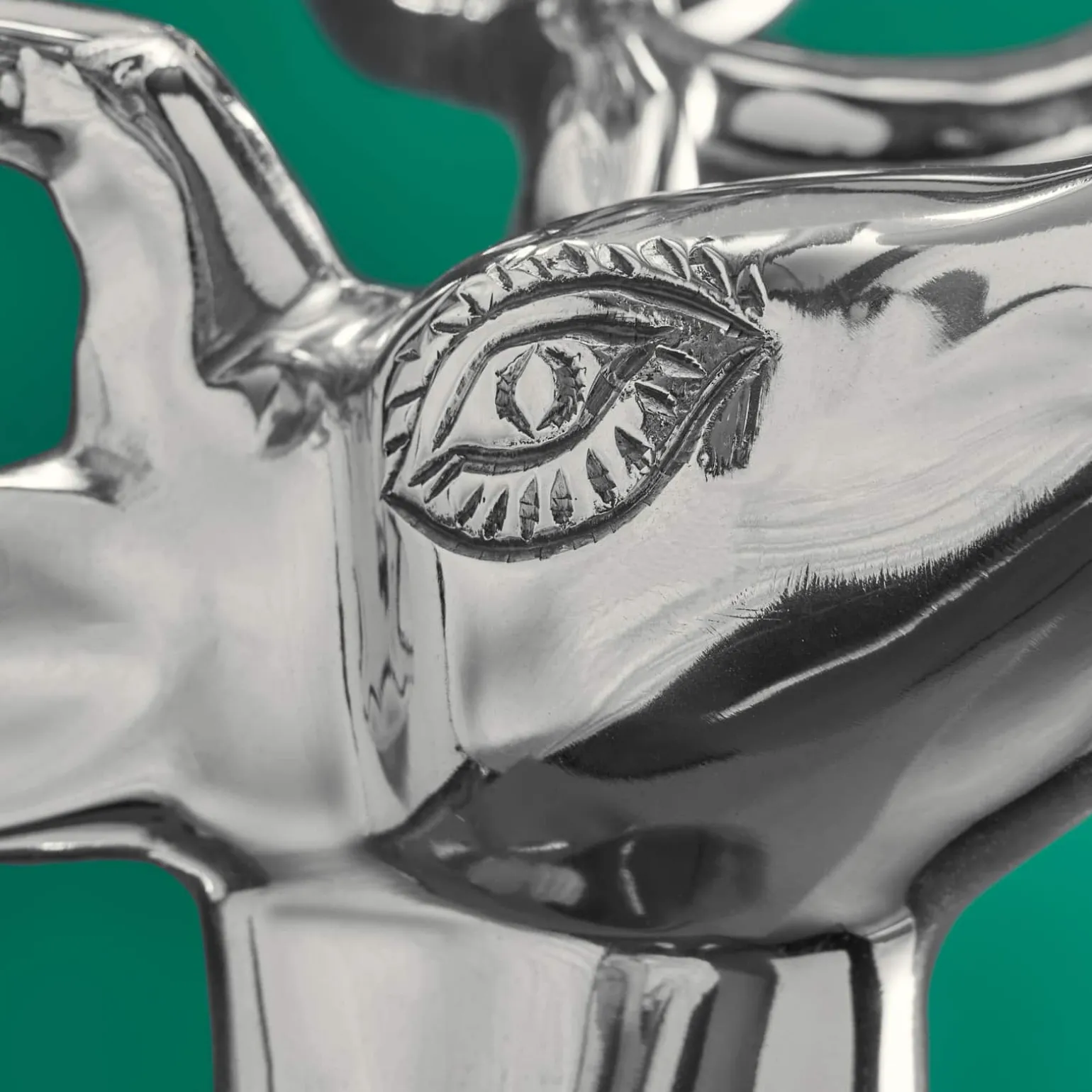 Chandelier cerf, argent, aluminium, 62x31x42 cm