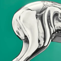 Chandelier cerf, argent, aluminium, 62x31x42 cm
