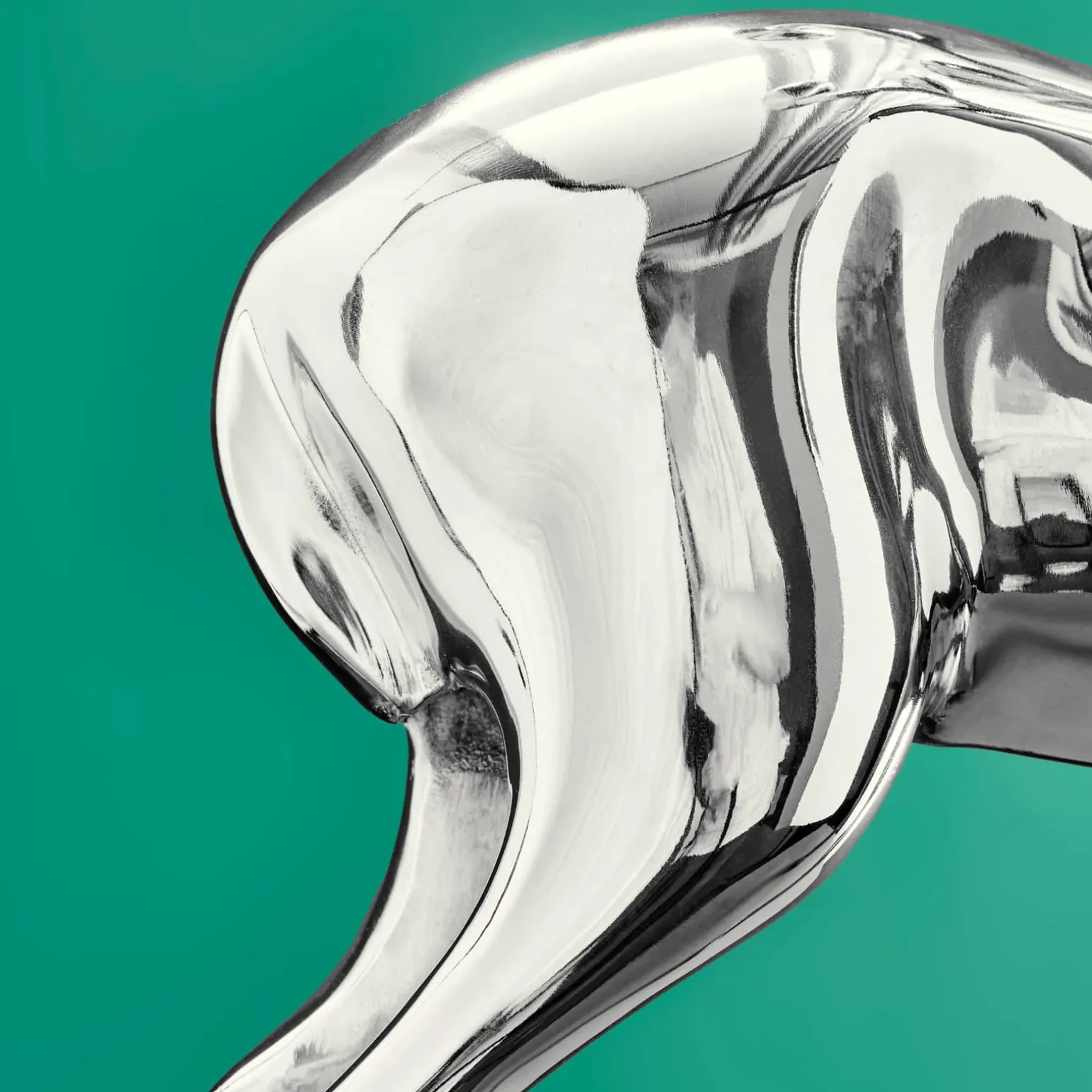 Chandelier cerf, argent, aluminium, 62x31x42 cm