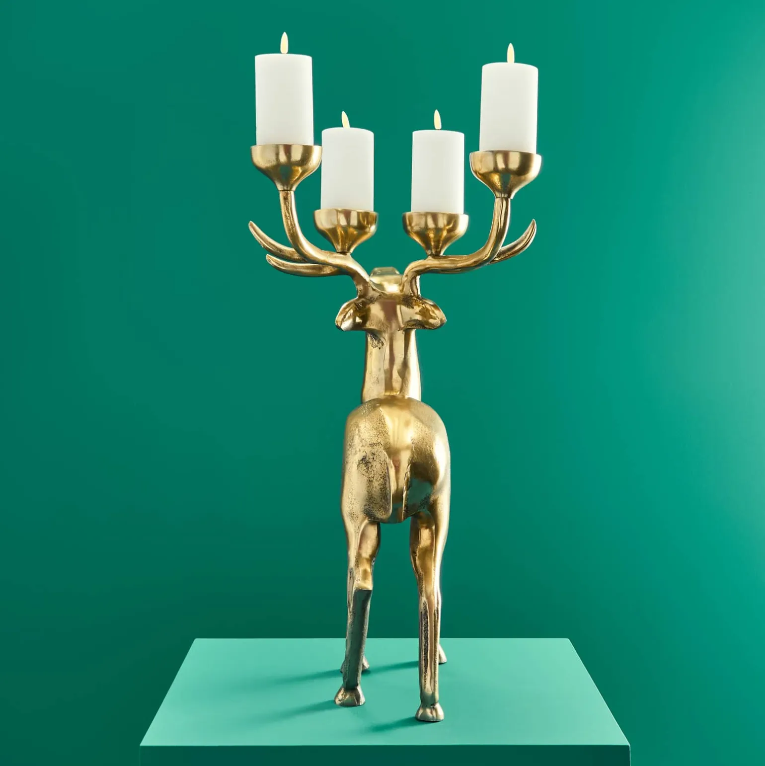 Chandelier cerf, or, aluminium, 62x31x42 cm