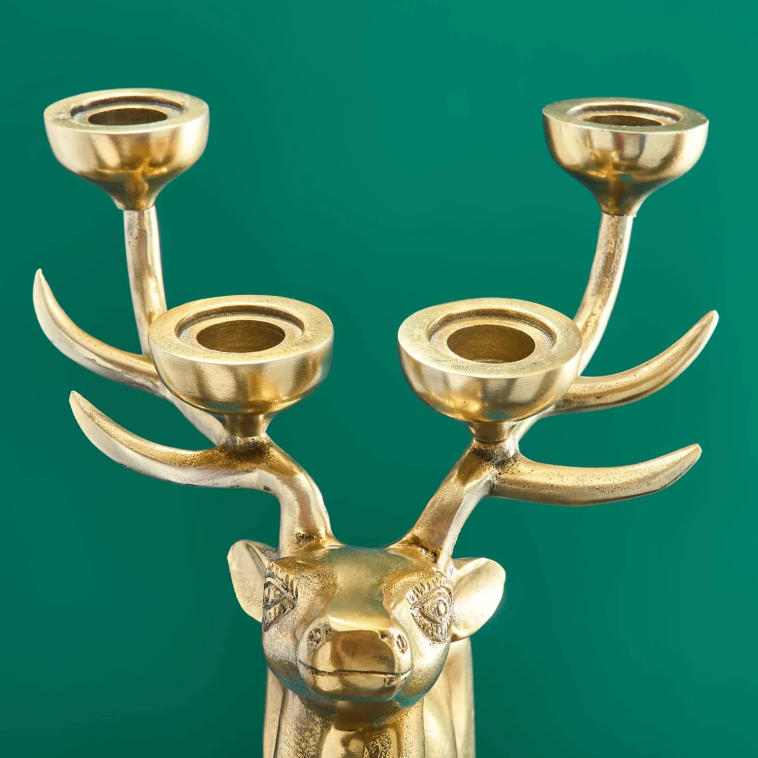 Chandelier cerf, or, aluminium, 62x31x42 cm