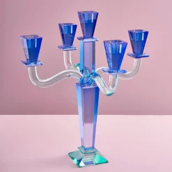 Chandelier Crystal, 5 branches, bleu