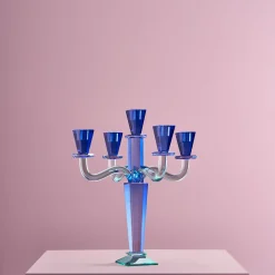 Chandelier Crystal, 5 branches, bleu
