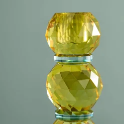 Chandelier Fancy Crystal, jaune, rond, verre
