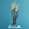 Chandelier Roots, noir, aluminium, fait main, 25x22x63,5 cm