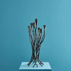 Chandelier Roots, noir, aluminium, fait main, 25x22x63,5 cm