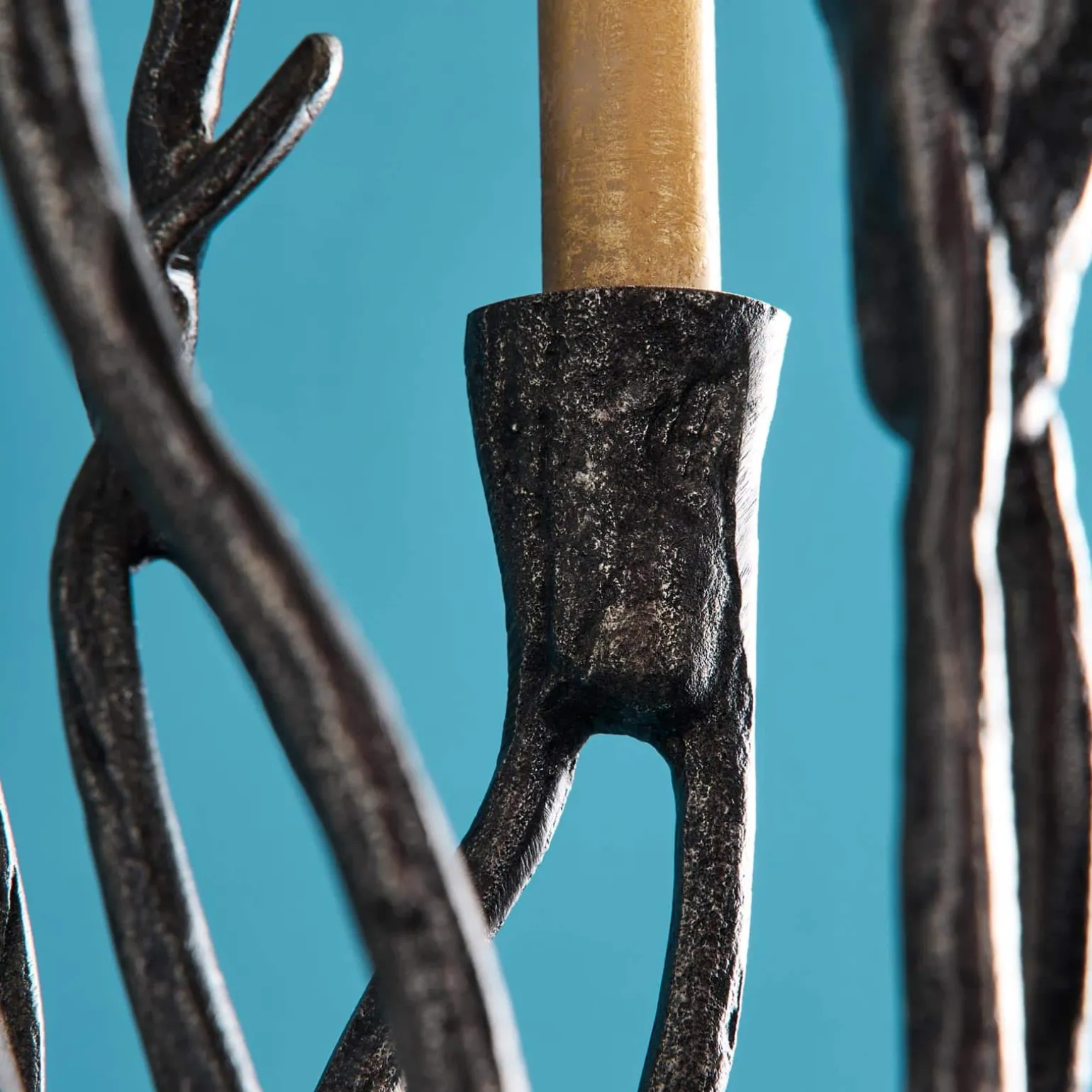 Chandelier Roots, noir, aluminium, fait main, 25x22x63,5 cm