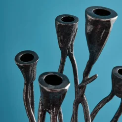 Chandelier Roots, noir, aluminium, fait main, 25x22x63,5 cm