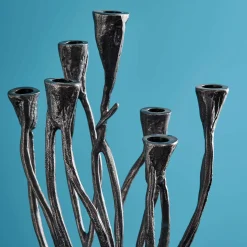 Chandelier Roots, noir, aluminium, fait main, 25x22x63,5 cm