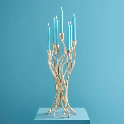 Chandelier Roots, or, aluminium, fait main, 25x22x63,5 cm