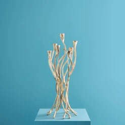 Chandelier Roots, or, aluminium, fait main, 25x22x63,5 cm