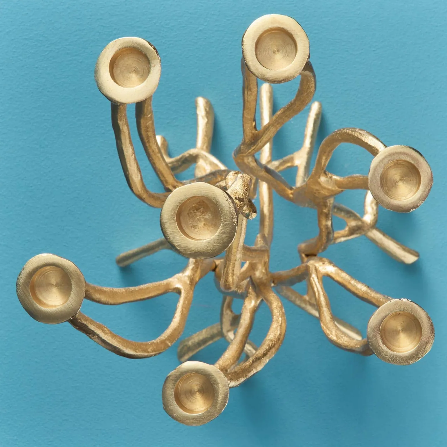 Chandelier Roots, or, aluminium, fait main, 25x22x63,5 cm