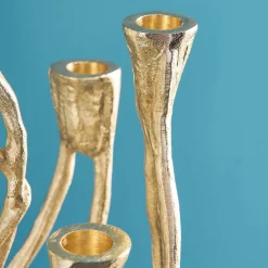 Chandelier Roots, or, aluminium, fait main, 25x22x63,5 cm