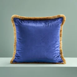 Coussin à franges Ararauna et feuilles