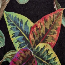Coussin à franges Ararauna et feuilles
