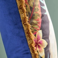 Coussin à franges Ararauna et feuilles