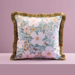 Coussin à franges Cosmea, vert-orange